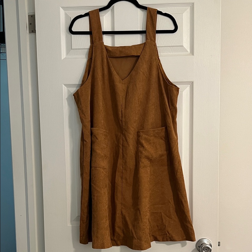 SHEIN Tan V-Neck Mini Dress